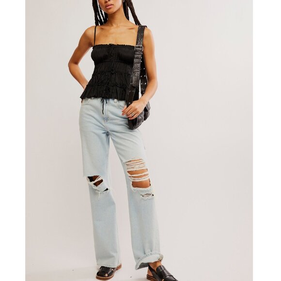 FREE PEOPLE Matilda Tie Tank / Black Combo - Picture 8 of 10